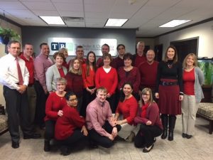 TBC associates wearing red for American Heart Association