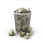 Money in waste basket